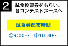 試食投票券をもらい、各コンテストブースへ