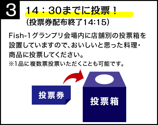 14：30までに投票！（投票券配布終了14：15）