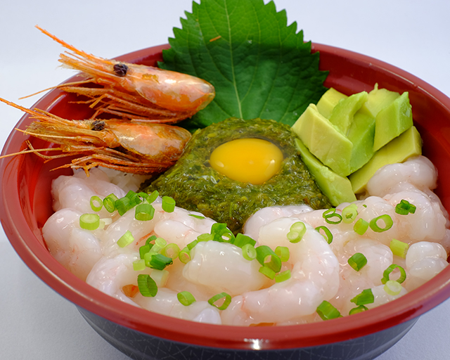 庄内浜 紅えび丼 ～飛島産シャキとろギバサを添えて～